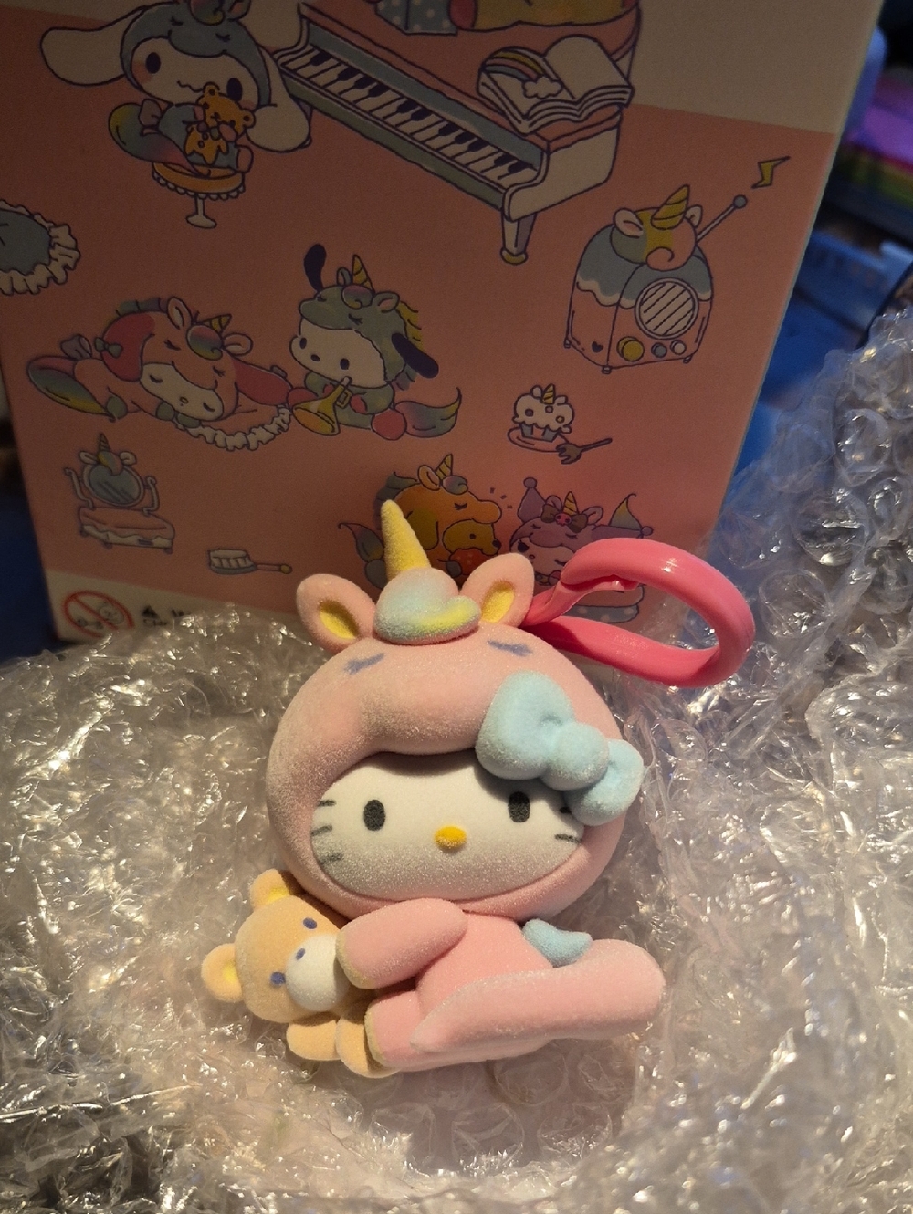 Sanrio Hello Kitty Pastel Unicorn HangersKeychain - Pink, Blue, Yellow
